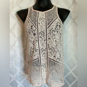Express, Blouse, Lace Tank, Woman’s Blouse, Blush Pink, Small